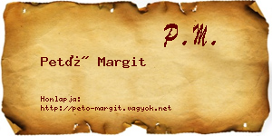 Pető Margit névjegykártya